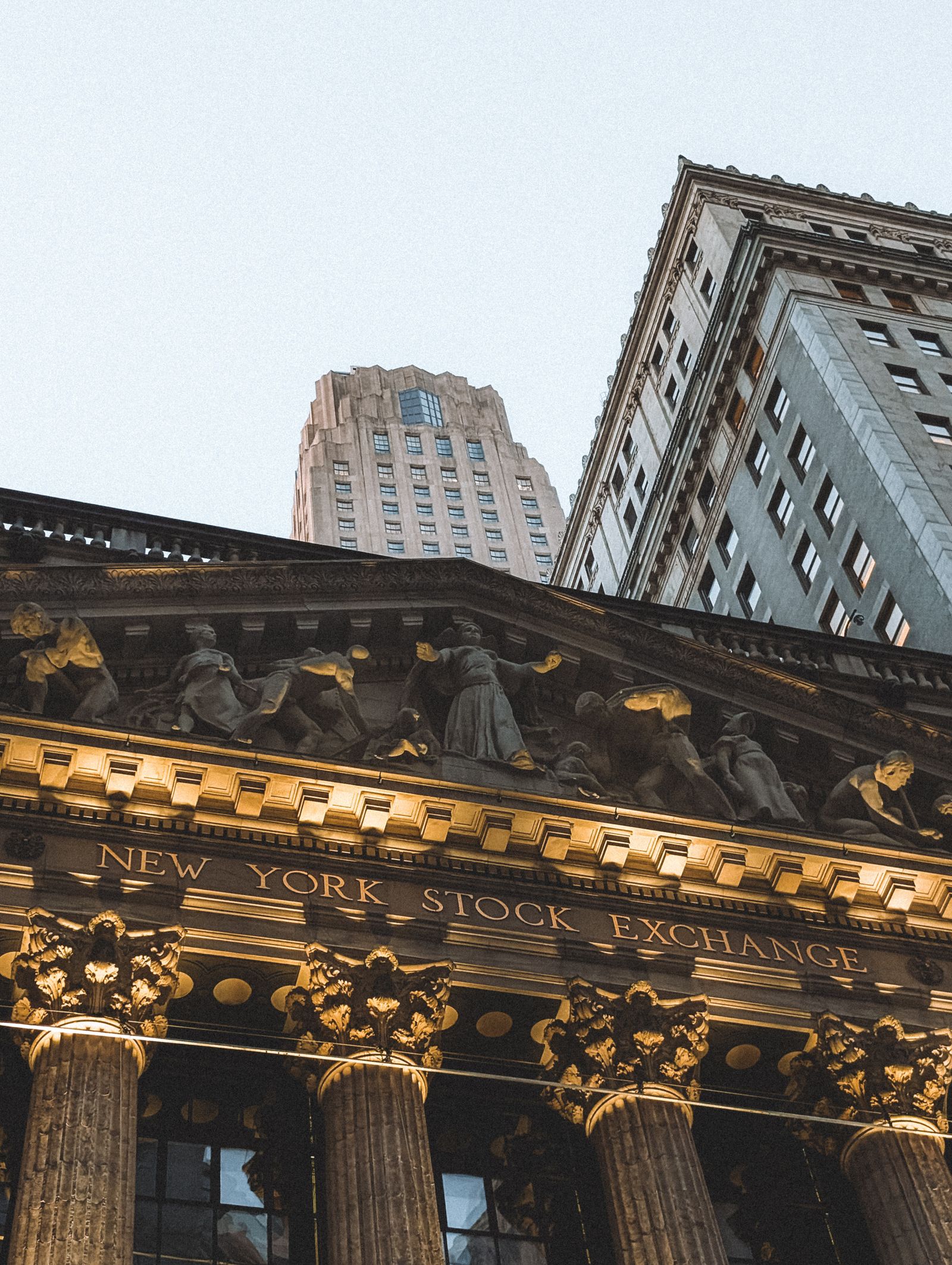 The columned facade of the New York Stock Exchange