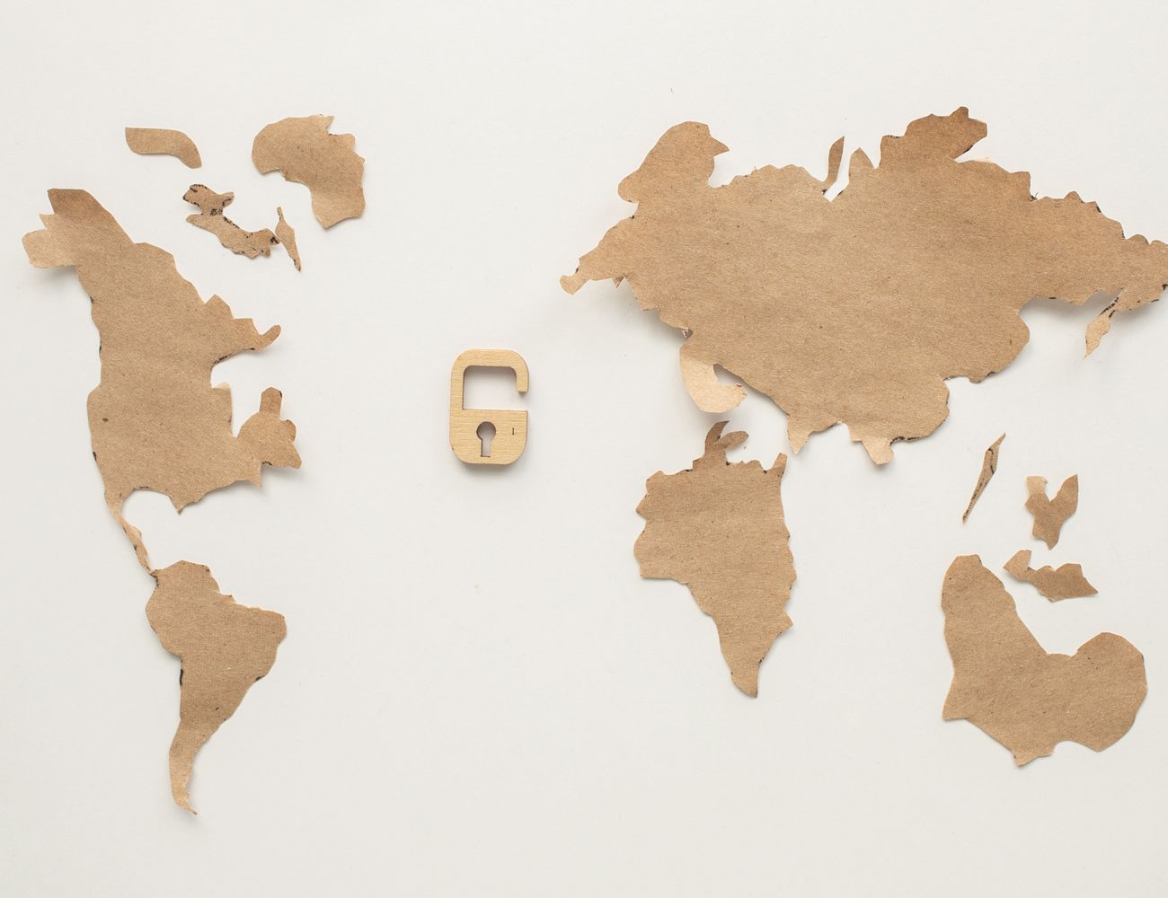 A world map secured with a padlock